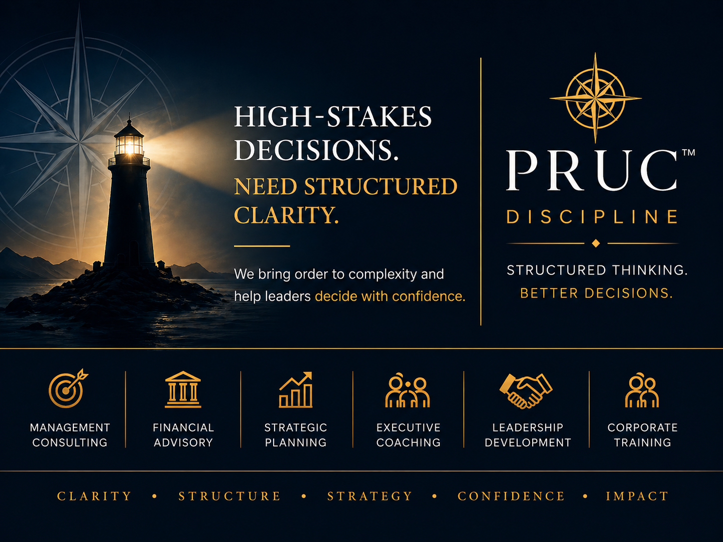 PRUC Discipline banner: High-stakes decisions need structured clarity